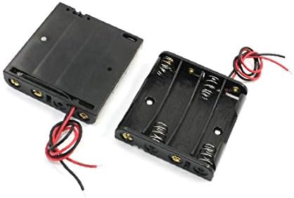 X-DREE הקליפ האביב פלסטיק שחור 4 סוללות AAA 1.5 V x תיבת מקרה 2 מחשבים(הקליפ האביב פלסטיק שחור 4 סוללות AAA 1.5 V x