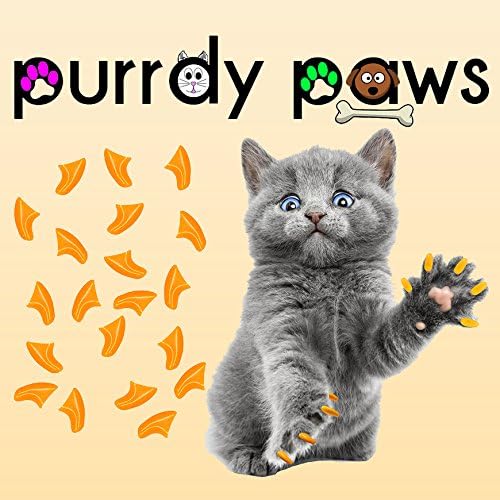 Purrdy כפות רגליים רך, ציפורניים כובעים עבור ציפורני החתול ניאון כתום