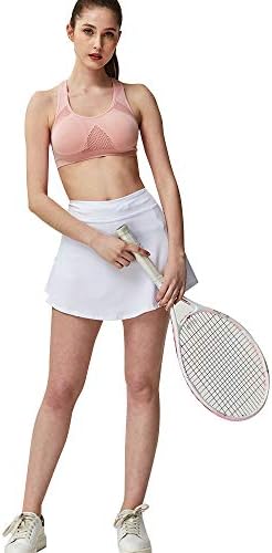 welezhu נשים אתלטי Skorts קפלים חמוד חצאיות עם כיסים פעיל מכנסי ריצה אימון גולף, טניס לבן