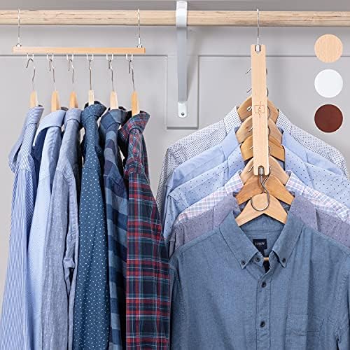 MORALVE לחיסכון במקום קולבים עבור ארון ארגונית - 4 Pack עץ החולצה ארגונית עבור מקום בארון שומר קולבים עבור בגדים - ארון