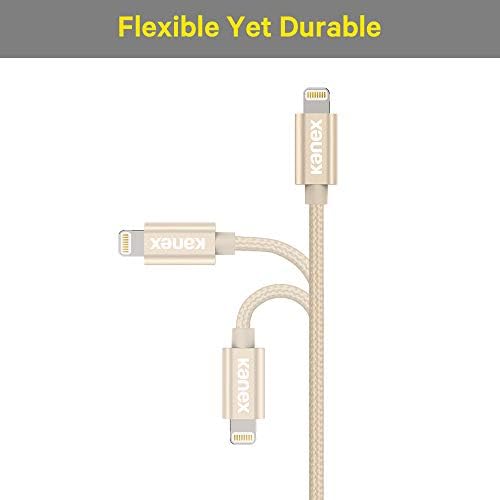 Kanex Durabraid ניילון קלוע USB-C כבל לייטנינג, MFi מוסמך מטען לאייפון SE, iPhone 11 Pro/11 Pro Max - שטח אפור, 4 מטר