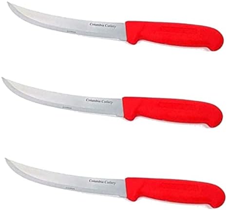 קולומביה סכו ם 12 Cimiter / מעוקל סכין קצבים - אדום Fibrox לטפל (6 Pack - 12 אדום Cimiter)