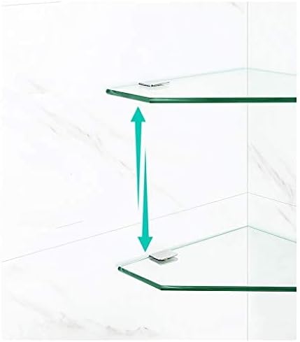 WWFF פינה, מדף זכוכית, אמבטיה אחסון מתלה קיר הר 7MM זכוכית מחוסמת למקלחת לארגן נירוסטה מדף הסוגר (צבע : Pack 1, גודל