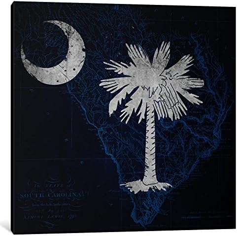 iCanvasART 1 חתיכה דרום קרוליינה דגל מפת בד הדפסה על ידי Darklord, 37 על ידי 37/0.75 עמוק